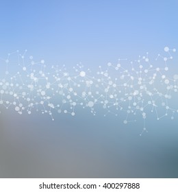 Molecule structure and communication on the blue background. Vector illustration