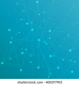 Molecule structure and communication on the blue background. Vector illustration