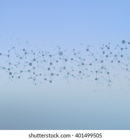 Molecule structure and communication on the blue background. Vector illustration