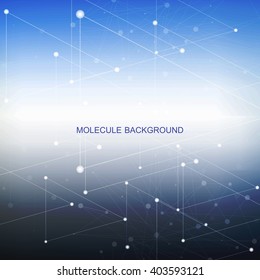 Molecule structure and communication on the blue background. Vector illustration