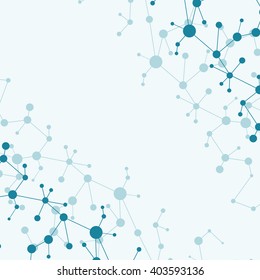 Molecule structure and communication on the blue background. Vector illustration