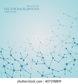 Molecule structure and communication on the blue background. Vector illustration