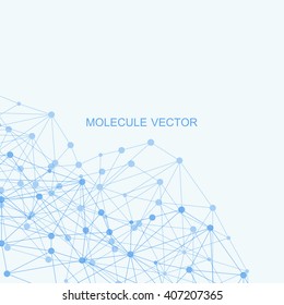 Molecule structure and communication on the blue background. Vector illustration