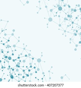 Molecule structure and communication on the blue background. Vector illustration