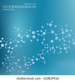 Molecule structure and communication on the blue background. Vector illustration