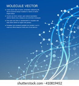 Molecule structure and communication on the blue background. Vector illustration