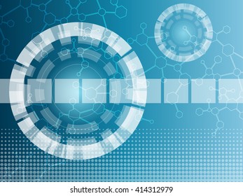 Molecule structure and communication on the blue background. Vector illustration