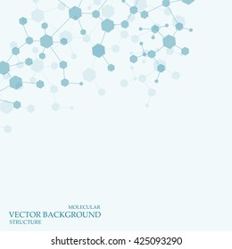 Molecule structure and communication on the blue background. Vector illustration