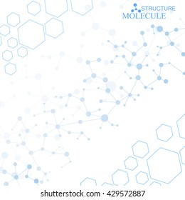Molecule structure and communication on the blue background. Vector illustration
