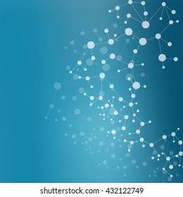 Molecule structure and communication on the blue background. Vector illustration