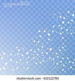 Molecule structure and communication on the blue background. Vector illustration