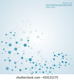 Molecule structure and communication on the blue background. Vector illustration