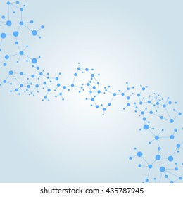 Molecule structure and communication on the blue background. Vector illustration