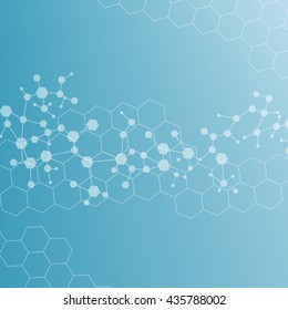 Molecule structure and communication on the blue background. Vector illustration