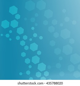 Molecule structure and communication on the blue background. Vector illustration