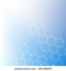 Molecule structure and communication on the blue background. Vector illustration