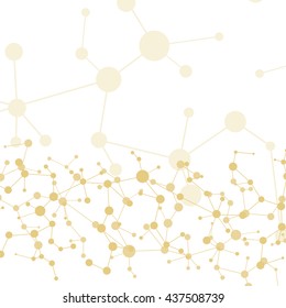 Molecule structure and communication on the gold background. Vector illustration