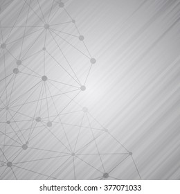 Molecule structure and communication on the gray background. Vector illustration