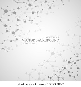 Molecule structure and communication on the gray background. Vector illustration