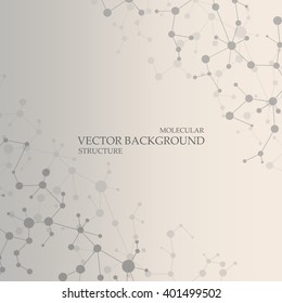 Molecule structure and communication on the gray background. illustration