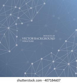 Molecule structure and communication on the gray background. Vector illustration