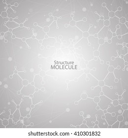 Molecule structure and communication on the gray background. Vector illustration