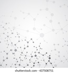Molecule structure and communication on the gray background. Vector illustration