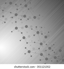 Molecule structure  and communication on the grey background. Vector illustration