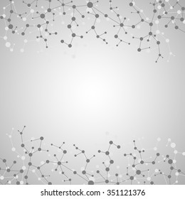 Molecule structure  and communication on the grey background. Vector illustration