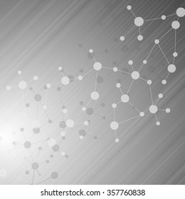 Molecule structure and communication on the grey background. Vector illustration