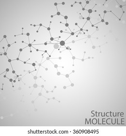 Molecule structure and communication on the grey background. Vector illustration