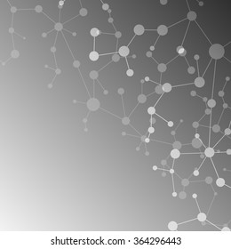 Molecule structure and communication on the grey background. Vector illustration