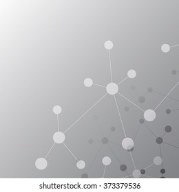 Molecule structure and communication on the grey background. Vector illustration
