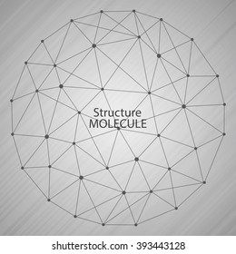 Molecule structure and communication on the grey background. Connected lines with dots. Vector illustration.