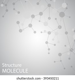 Molecule structure and communication on the grey background. Connected lines with dots. Vector illustration.