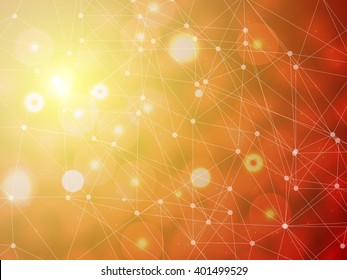 Molecule structure and communication on the  luminous background. Vector illustration