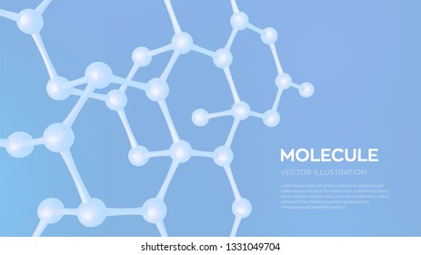Molecule Structure. Dna, atom, neurons. Molecules and chemical formulas. 3D Scientific molecule background for medicine, science, technology, chemistry, biology. Vector illustration.