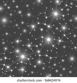 Molecule structure DNA and communication. Abstract background chemical compounds particle. Concept of the science, connection, chemistry, biology, medicine, technology. Vector illustration.