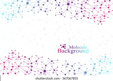 Molecule structure dna and communication background. Connected lines with dots. Concept of the science, connection, chemistry, biology, medicine, technology. Vector illustration.