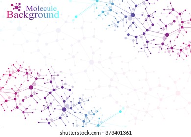 Molecule structure dna and communication background. Connected lines with dots. Concept of the science, connection, chemistry, biology, medicine, technology. Vector illustration