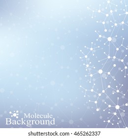 Molecule structure dna and communication background. Connected lines with dots. Concept of the science, connection, chemistry, biology, medicine, technology. Vector illustration