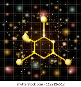 molecule structure golden icon