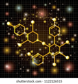 molecule structure golden icon