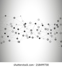 Molecule structure, gray background for communication, vector illustration.