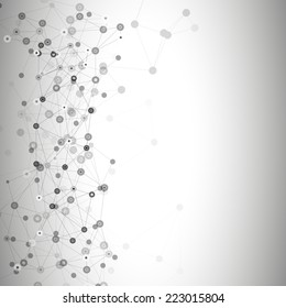 Molecule structure, gray background for communication, vector illustration.