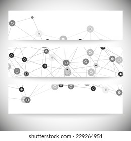 Molecule structure, gray background for communication, vector illustration.