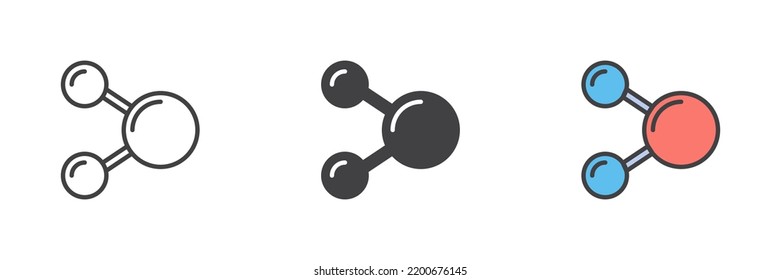 Molecule Structure Icon. Line, Glyph And Filled Outline Colorful Version, Outline And Filled Vector Sign. Symbol, Logo Illustration. Different Style Icons Set. Vector Graphics