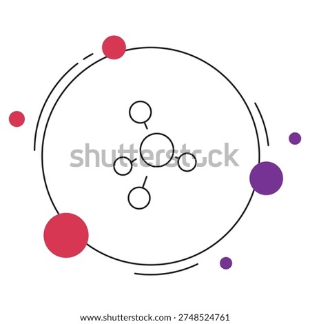 Molecule Structure Icon, Molecular Model Illustration, Chemical Bond Diagram Design, Scientific Atom Structure Icon, Chemistry Molecular Graphic, vector