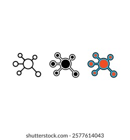 Molecule Structure Icon | Outline, Black and White, and Color Vector