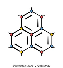 Ícone de estrutura molecular representando a química, a pesquisa de drogas e a ciência da saúde.